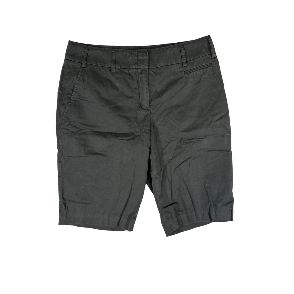 BCBGMAXAZRIA Womens Black Cotton Chino Shorts Size 2‎ Stretch Flat Front Casual